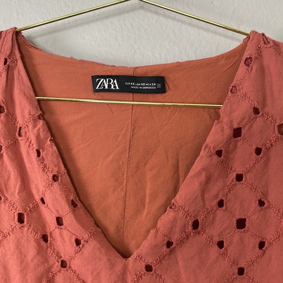 Zara Perforated Embroidery Balloon Sleeve Dress - Picture 7 of 15